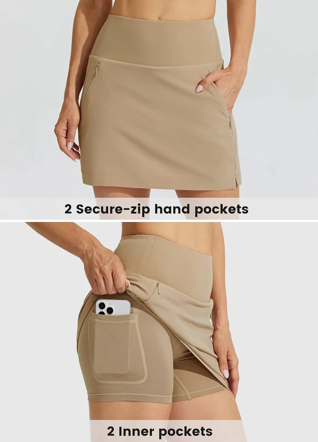 Willit Women's Golf Skirts Zipper Pockets High Waisted Stretchy Skorts Quick Dry Athletic Tennis Casual Skorts