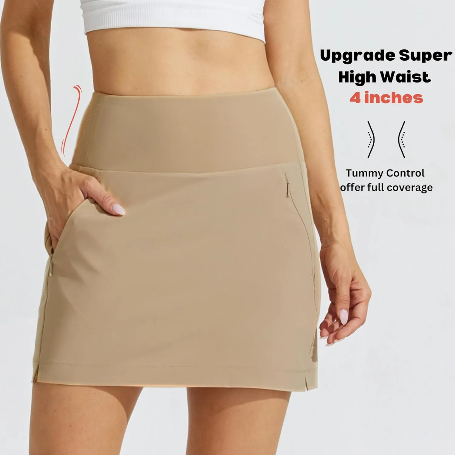 Willit Women's Golf Skirts Zipper Pockets High Waisted Stretchy Skorts Quick Dry Athletic Tennis Casual Skorts