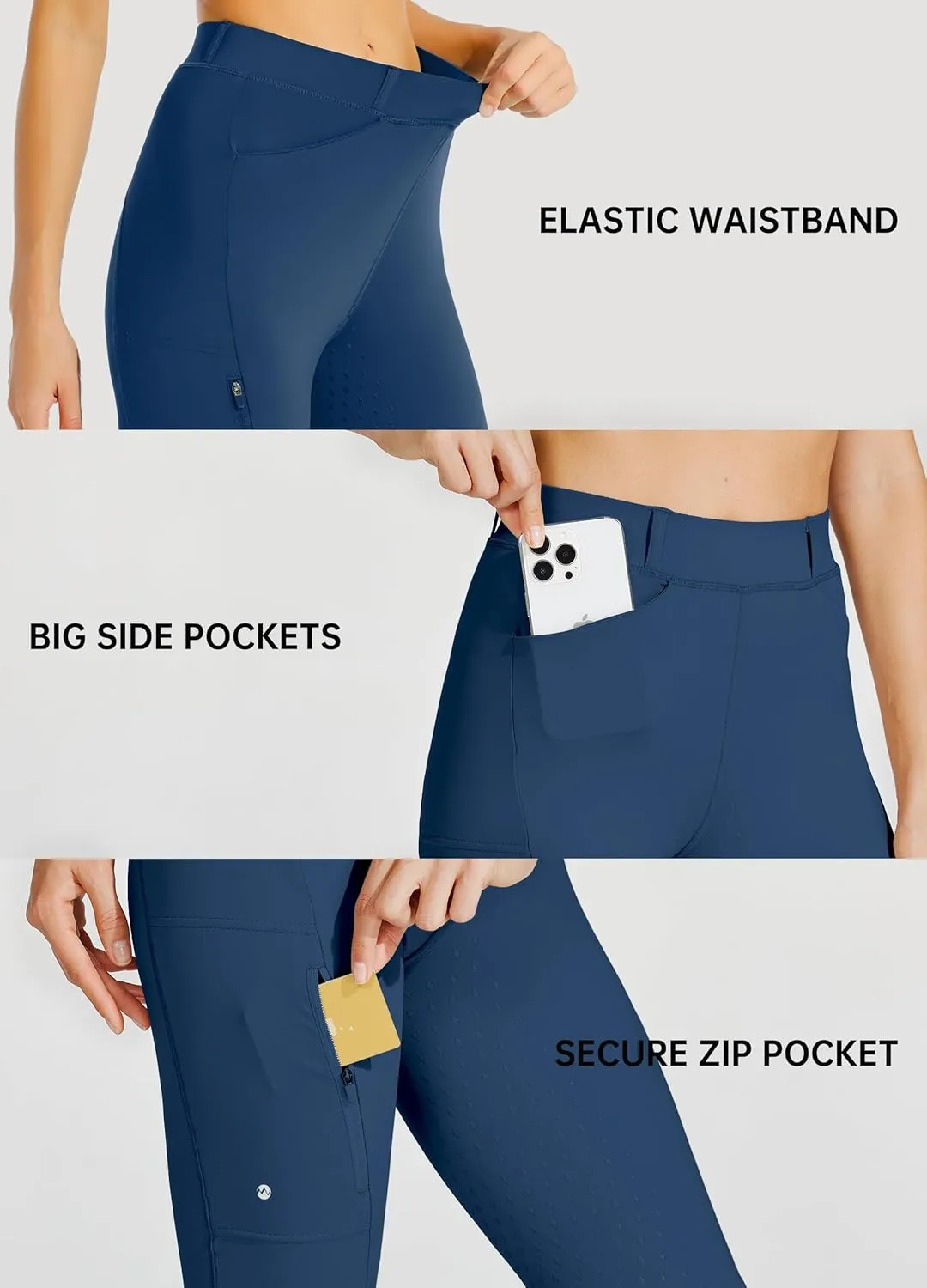 Willit Women's Horse Riding Pants Full Seat Silicone Equestrian Breeches Horseback Schooling Tights Zipper Pockets