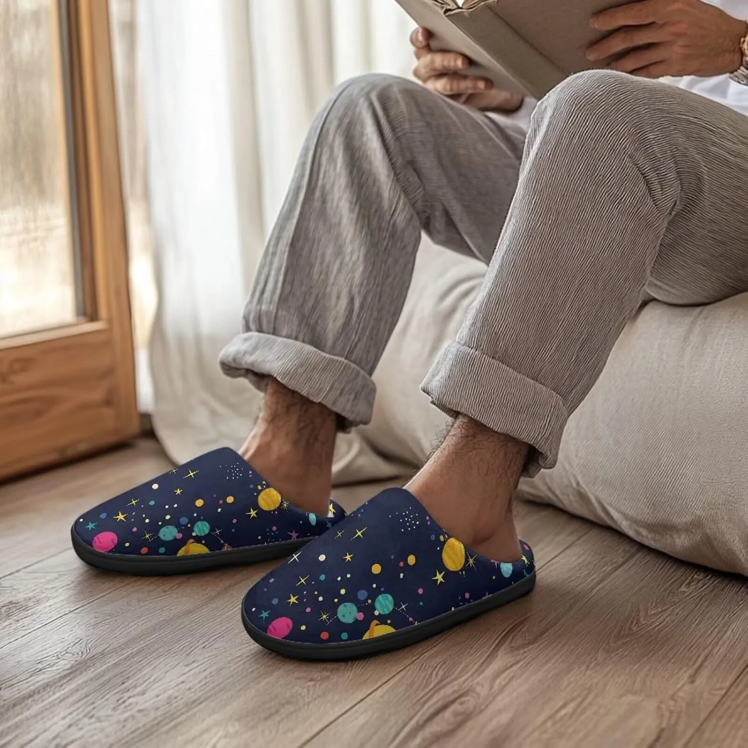 Winter Slippers for Women Men Lightweight Slip-on House Slippers Indoor Fluffy Shoes Size 34-50