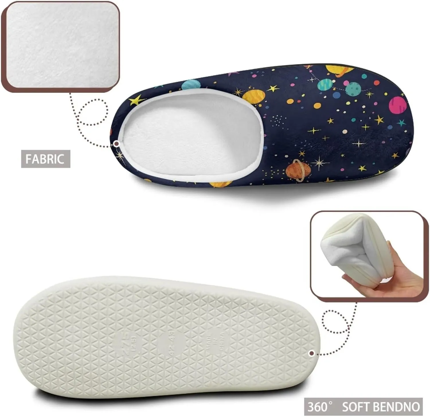 Winter Slippers for Women Men Lightweight Slip-on House Slippers Indoor Fluffy Shoes Size 34-50