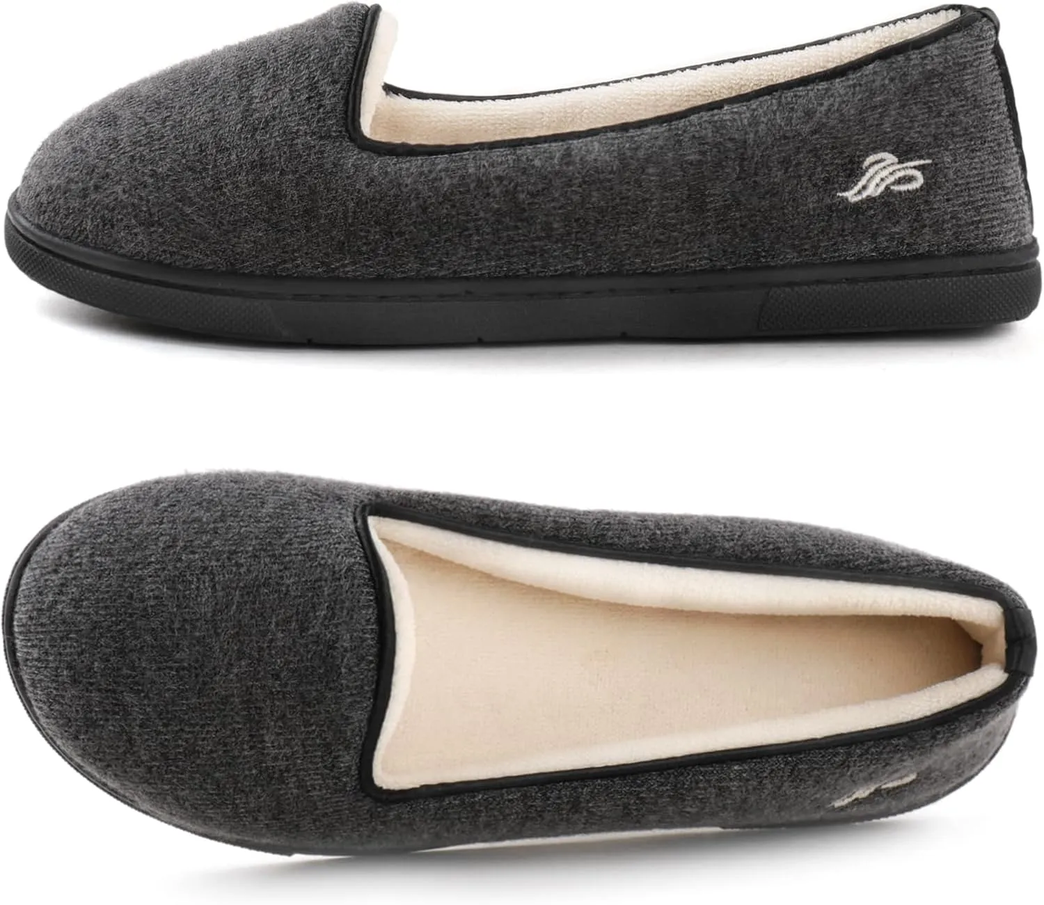 Wishcotton Women's Comfy Memory Foam ballerina House shoes, Women's Lightweight Loafer Slippers with Closed Back Indoor Outdoor