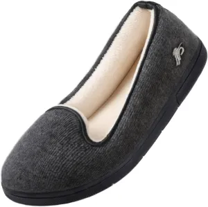 Wishcotton Women's Comfy Memory Foam ballerina House shoes, Women's Lightweight Loafer Slippers with Closed Back Indoor Outdoor