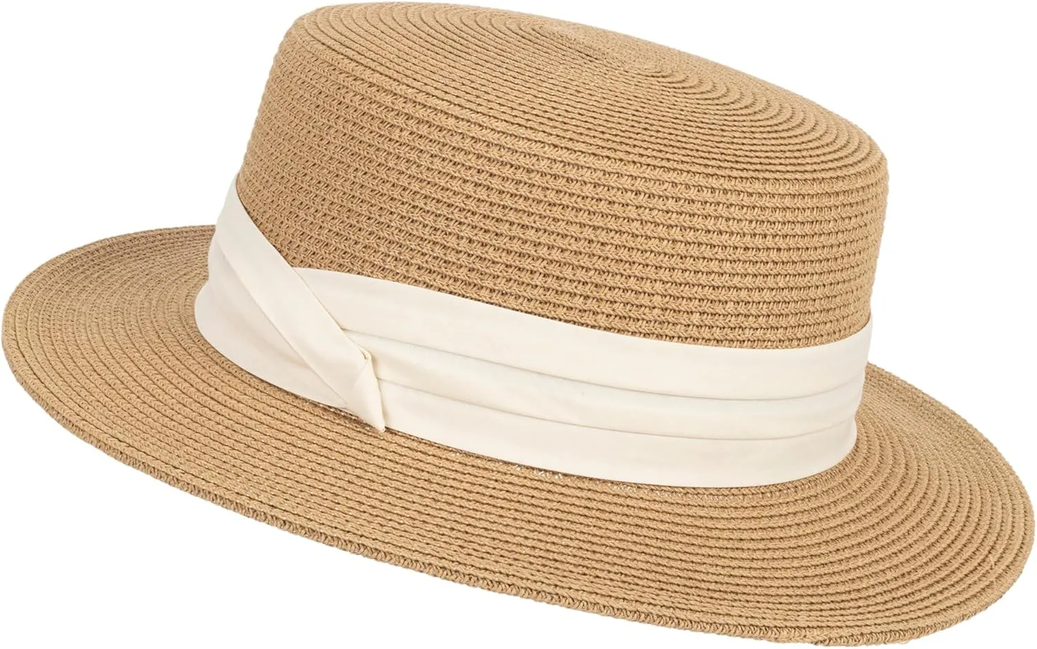 Women Beach Straw Sun Hat - Summer Classic Boater Sun Hat Panama Short Brim Fedora for Party Travel(S/M)