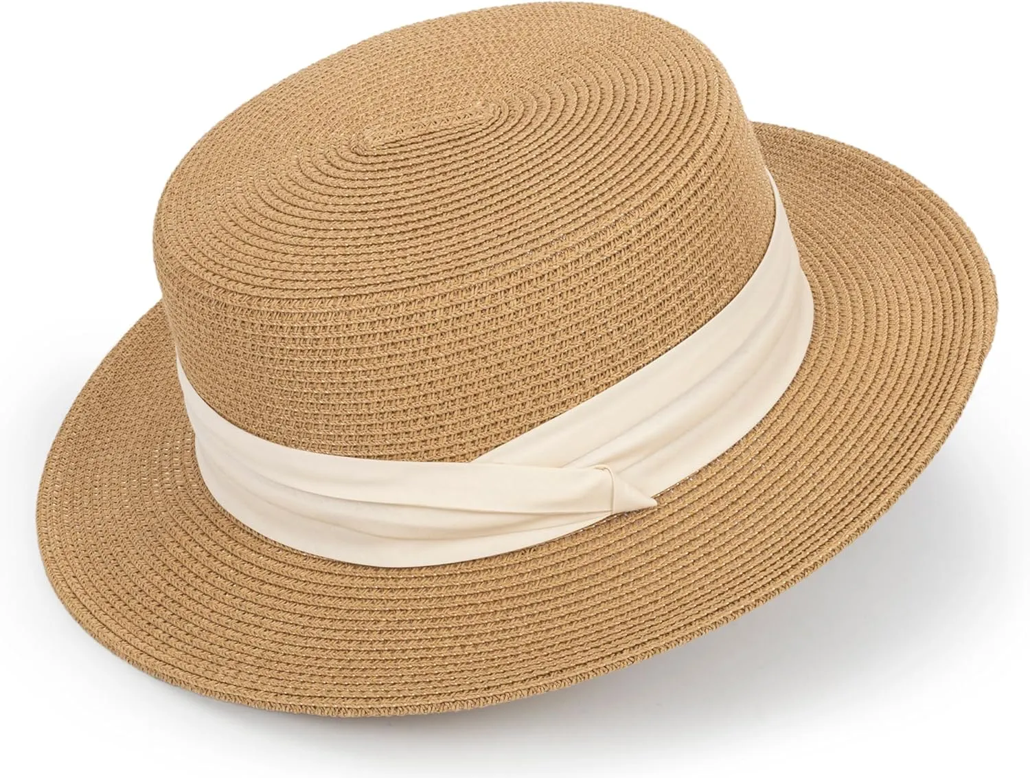 Women Beach Straw Sun Hat - Summer Classic Boater Sun Hat Panama Short Brim Fedora for Party Travel(S/M)