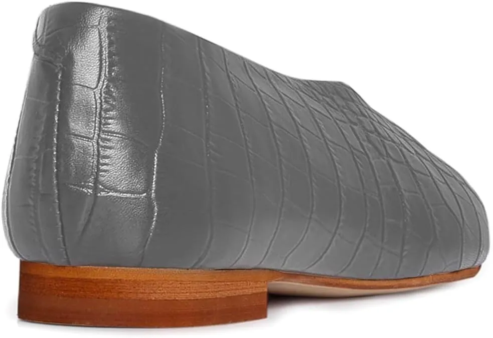 Women Flat Penny Loafers Closed Round Toe Slip On Loafer Flats Matte Leather Crocodile Ballet Flats for Daily Casual Office Work Flat Shoes Club Driver Flats Comfort Spring Size 4-11 M US