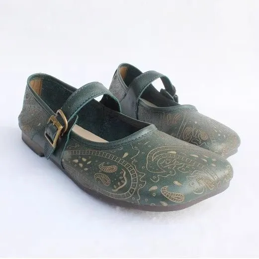 Women Retro Print Breathable Flat Handmade Shoes