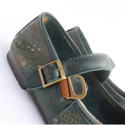 Women Retro Print Breathable Flat Handmade Shoes