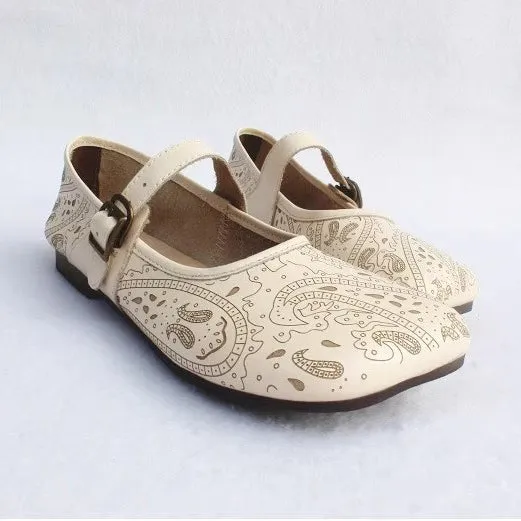 Women Retro Print Breathable Flat Handmade Shoes