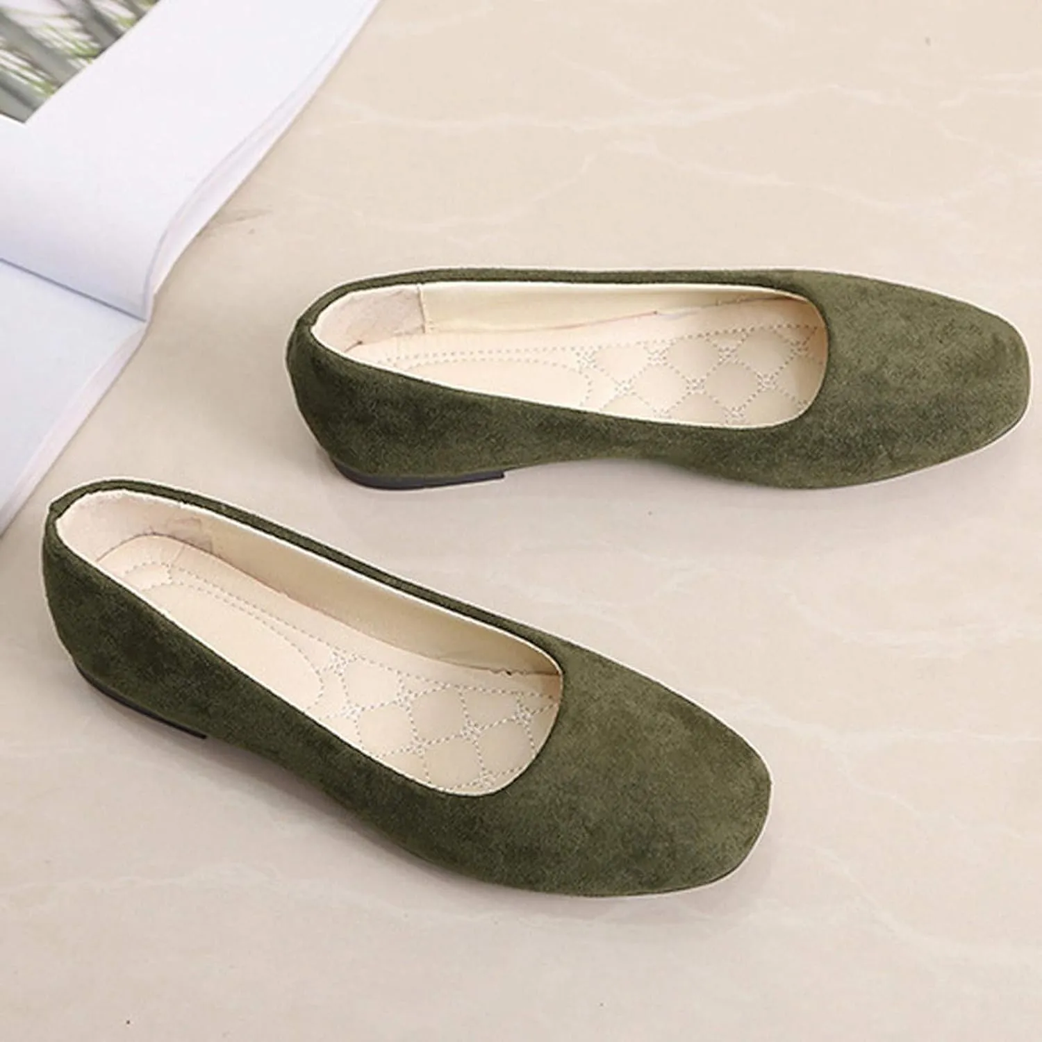 Women Round Toe Flats Comfortable Fashion Ballet Flat Shoes for Women Dressy Slip-ons Loafers