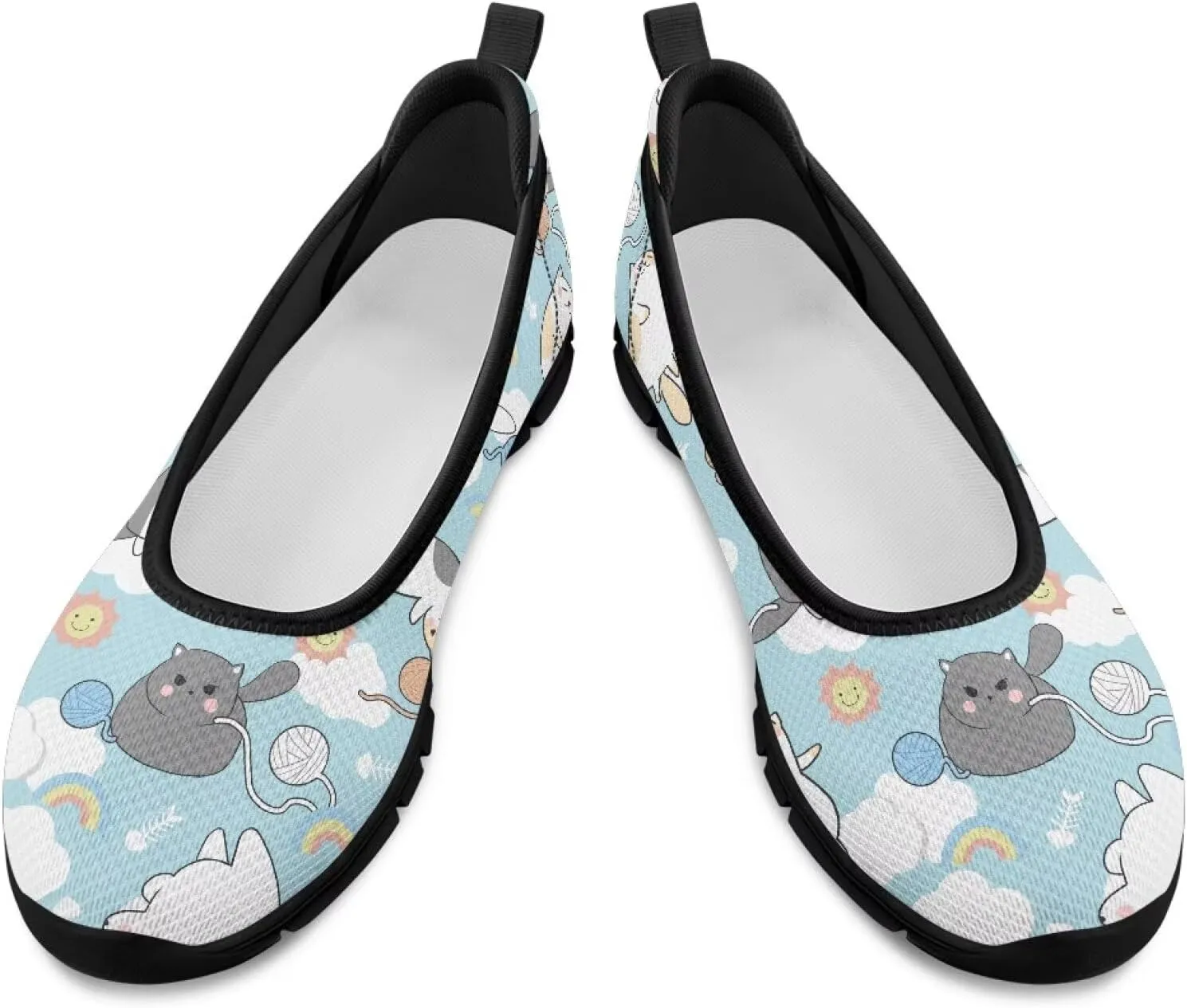 Women's Animals Slip On Sneakers Breathable Mesh Flats Shoes Lightweight Casual Walking Shoes for Shopping & Leisure Black Sole Size 6-11