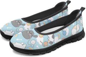 Women's Animals Slip On Sneakers Breathable Mesh Flats Shoes Lightweight Casual Walking Shoes for Shopping & Leisure Black Sole Size 6-11