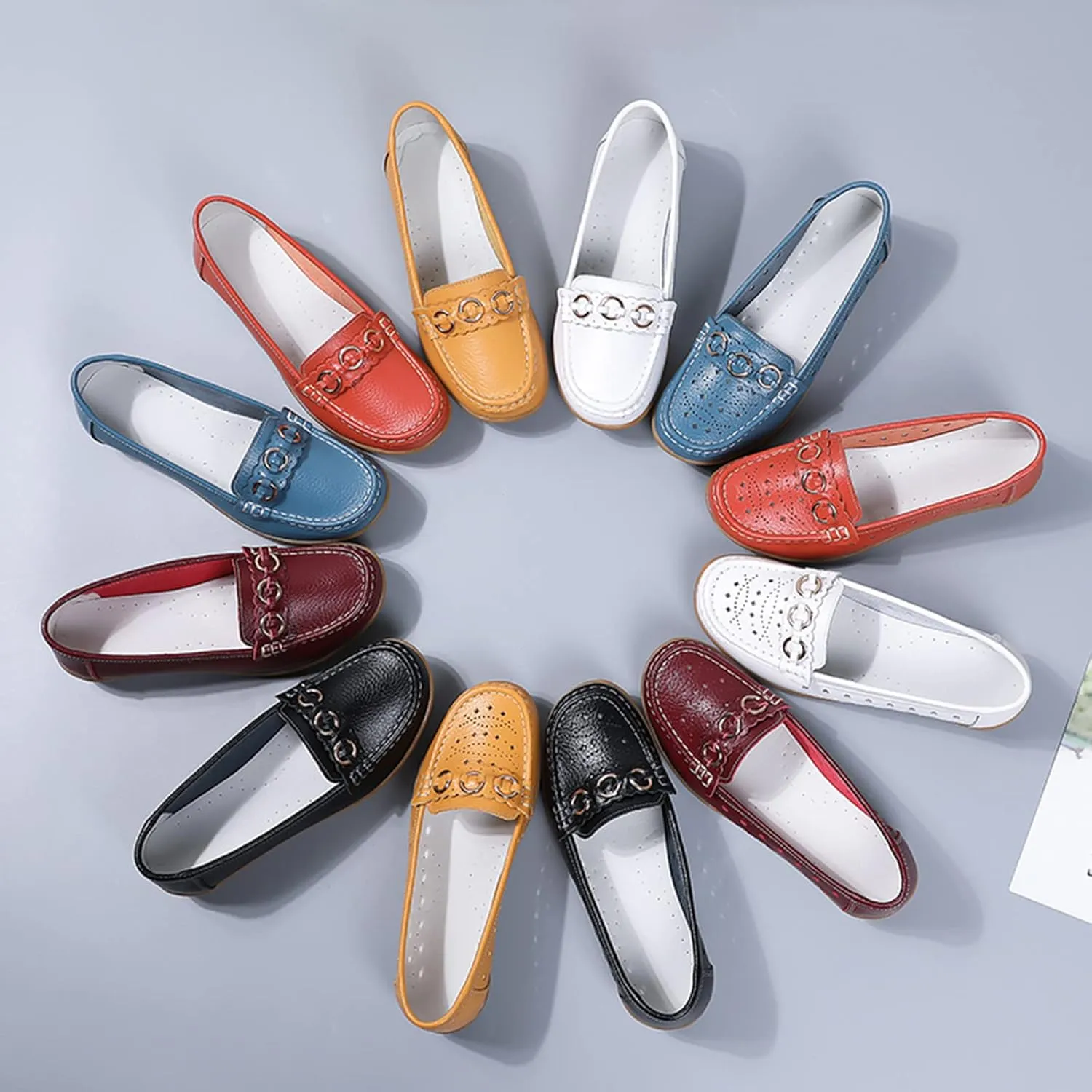 Women's Ballet Flats Womens Walking Flat Loafer Slip On Leather Loafer Comfortable Flat Comfy Casual Ballerina Shoes