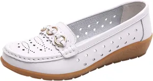 Women's Ballet Flats Womens Walking Flat Loafer Slip On Leather Loafer Comfortable Flat Comfy Casual Ballerina Shoes