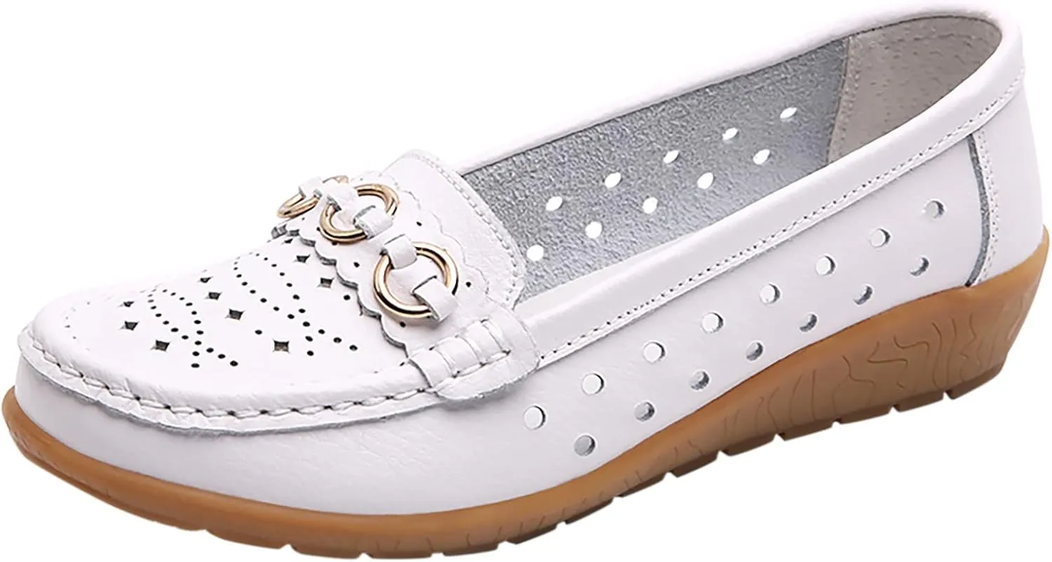 Women's Ballet Flats Womens Walking Flat Loafer Slip On Leather Loafer Comfortable Flat Comfy Casual Ballerina Shoes