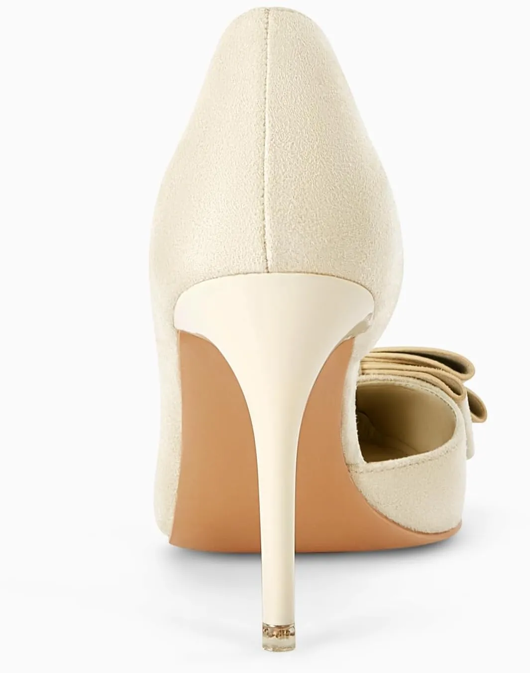 Womens Bow Heels Closed Pointed Toe Dress Shoes Stiletto Slip on Wedding Pumps