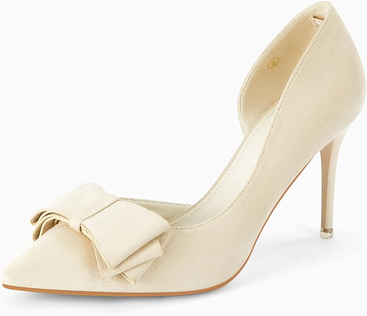 Womens Bow Heels Closed Pointed Toe Dress Shoes Stiletto Slip on Wedding Pumps
