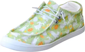 Women's Canvas Shoes,Halloween Pumpkin Ghost Print Flat Sports Shoes for Women Breathable Women's Shoes