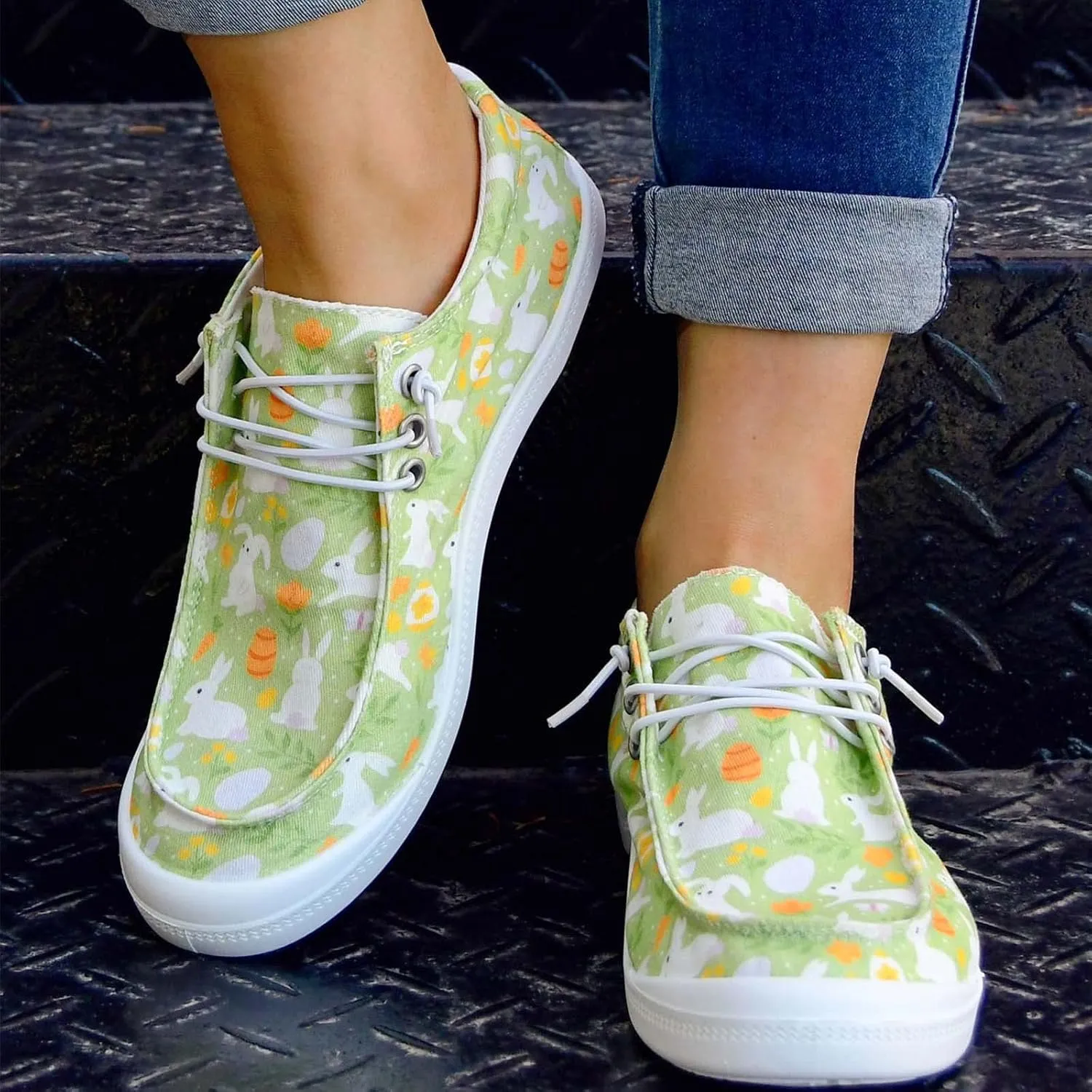 Women's Canvas Shoes,Halloween Pumpkin Ghost Print Flat Sports Shoes for Women Breathable Women's Shoes