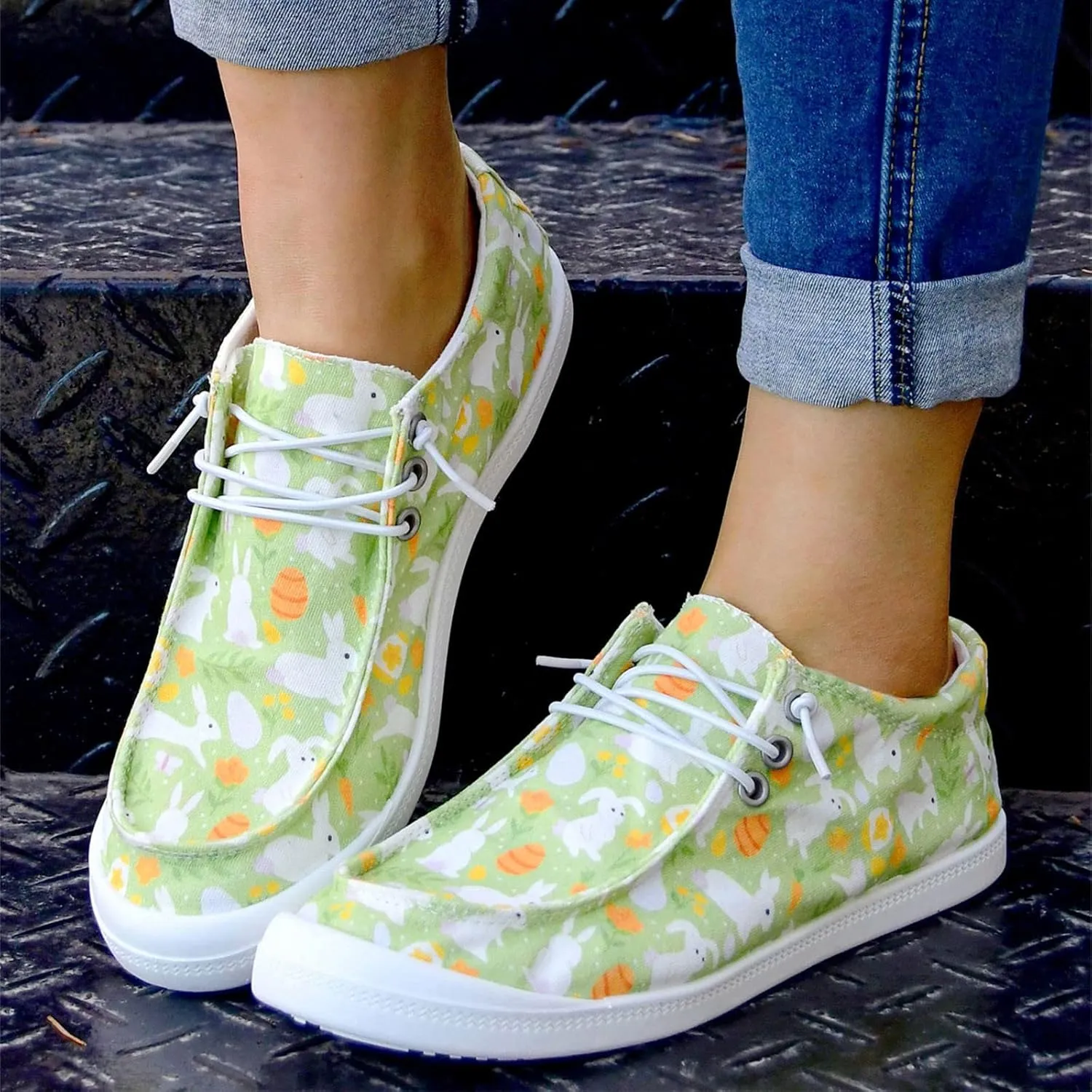 Women's Canvas Shoes,Halloween Pumpkin Ghost Print Flat Sports Shoes for Women Breathable Women's Shoes