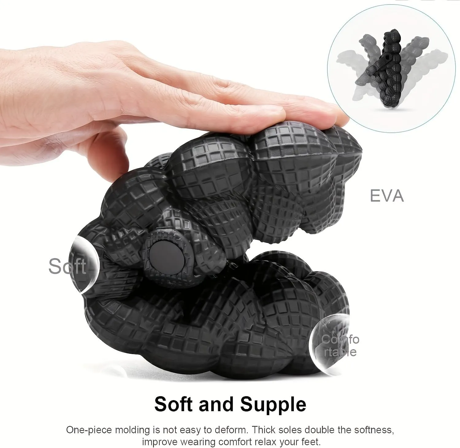 Women's Closed Toe Bubble Slippers, Round Toe Solid Color Soft Sole Breathable Clogs, Women's Indoor & Outdoor Flat Shoes