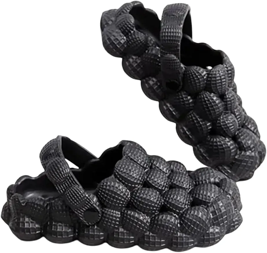 Women's Closed Toe Bubble Slippers, Round Toe Solid Color Soft Sole Breathable Clogs, Women's Indoor & Outdoor Flat Shoes