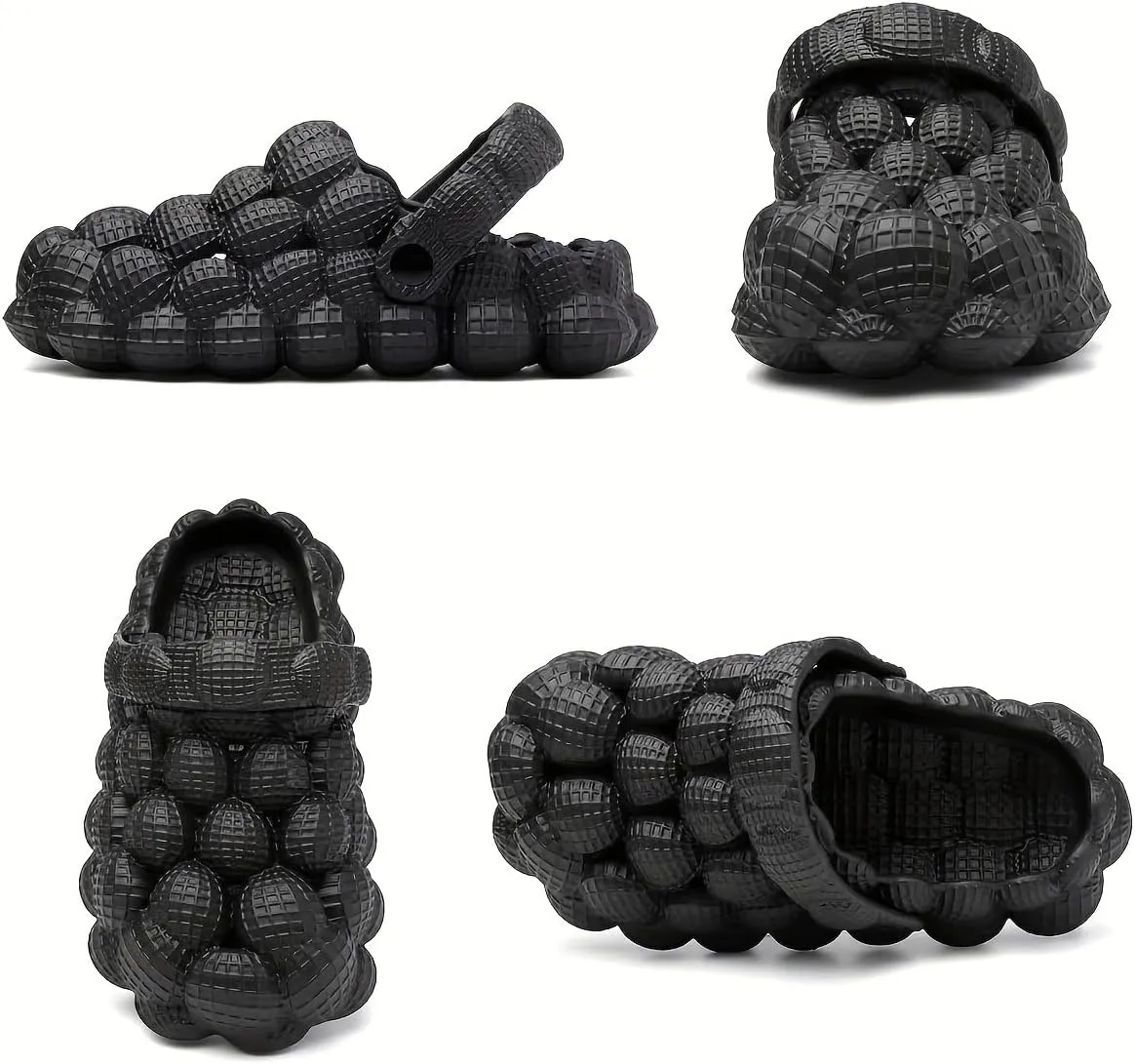 Women's Closed Toe Bubble Slippers, Round Toe Solid Color Soft Sole Breathable Clogs, Women's Indoor & Outdoor Flat Shoes