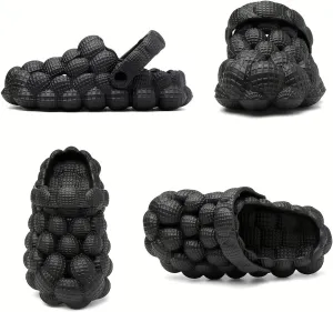 Women's Closed Toe Bubble Slippers, Round Toe Solid Color Soft Sole Breathable Clogs, Women's Indoor & Outdoor Flat Shoes