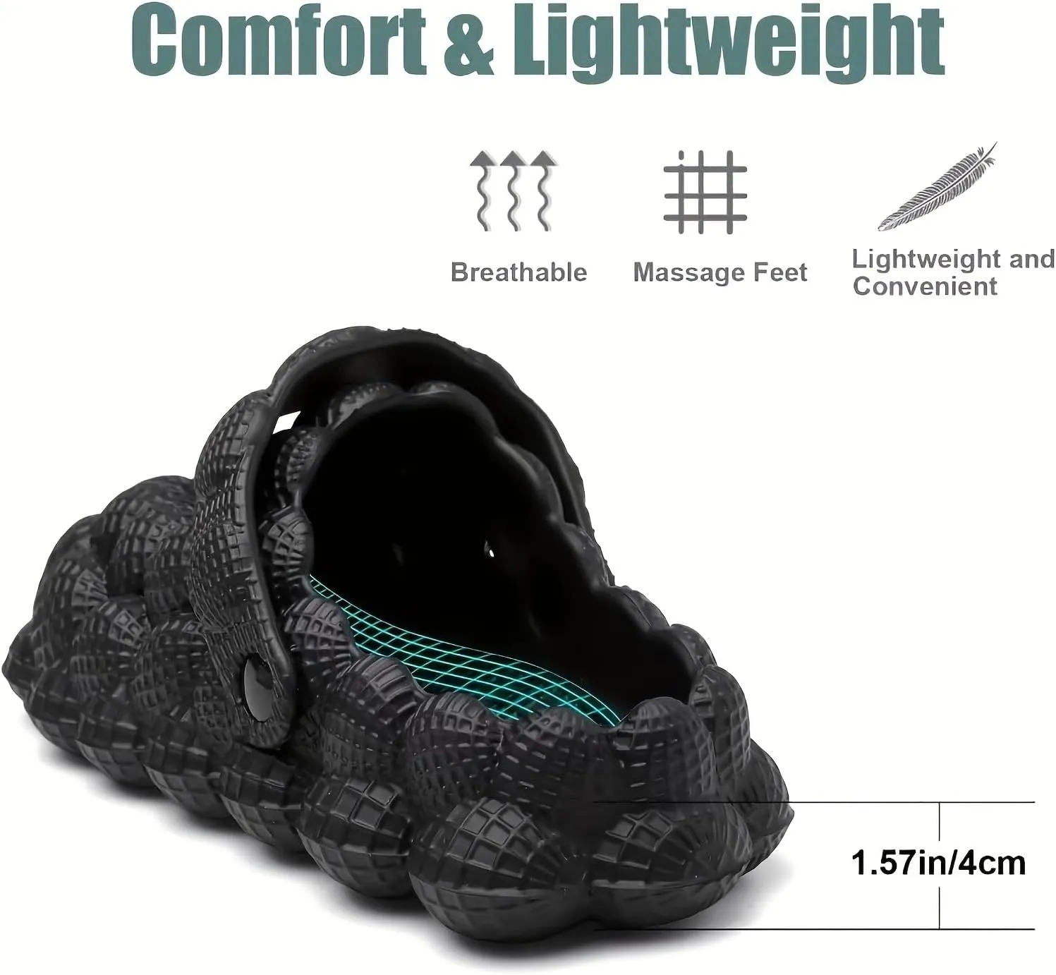 Women's Closed Toe Bubble Slippers, Round Toe Solid Color Soft Sole Breathable Clogs, Women's Indoor & Outdoor Flat Shoes