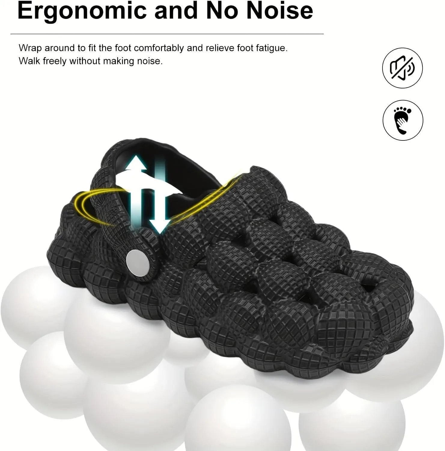 Women's Closed Toe Bubble Slippers, Round Toe Solid Color Soft Sole Breathable Clogs, Women's Indoor & Outdoor Flat Shoes