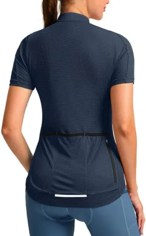 Women's Cycling Jersey Short Sleeve Bike Shirts Full Zipper Bicycle Biking Tops with Pockets Road Mountain Riding