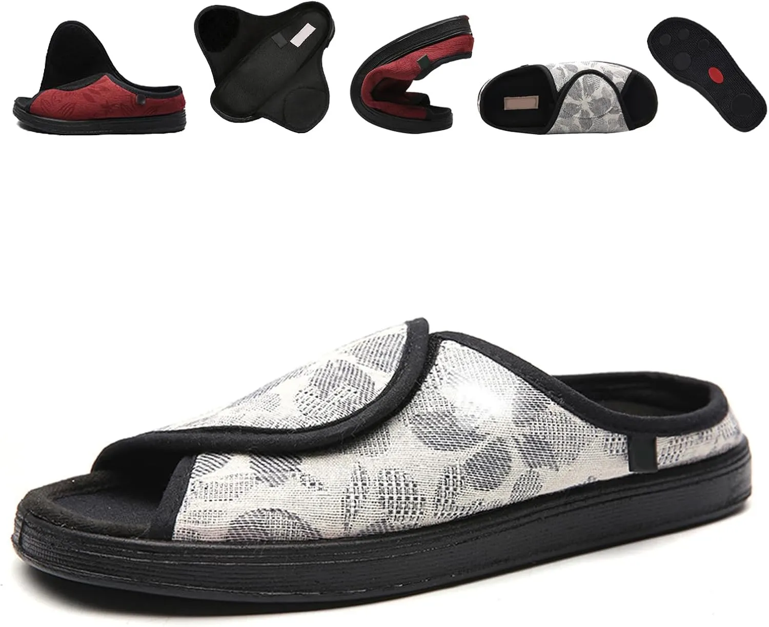 Women's Extra Wide Diabetic Edema Shoes with Adjustable Closures Easy On Off, Elderly Swollen Feet Arthritis Non Slip Orthopedic Slippers