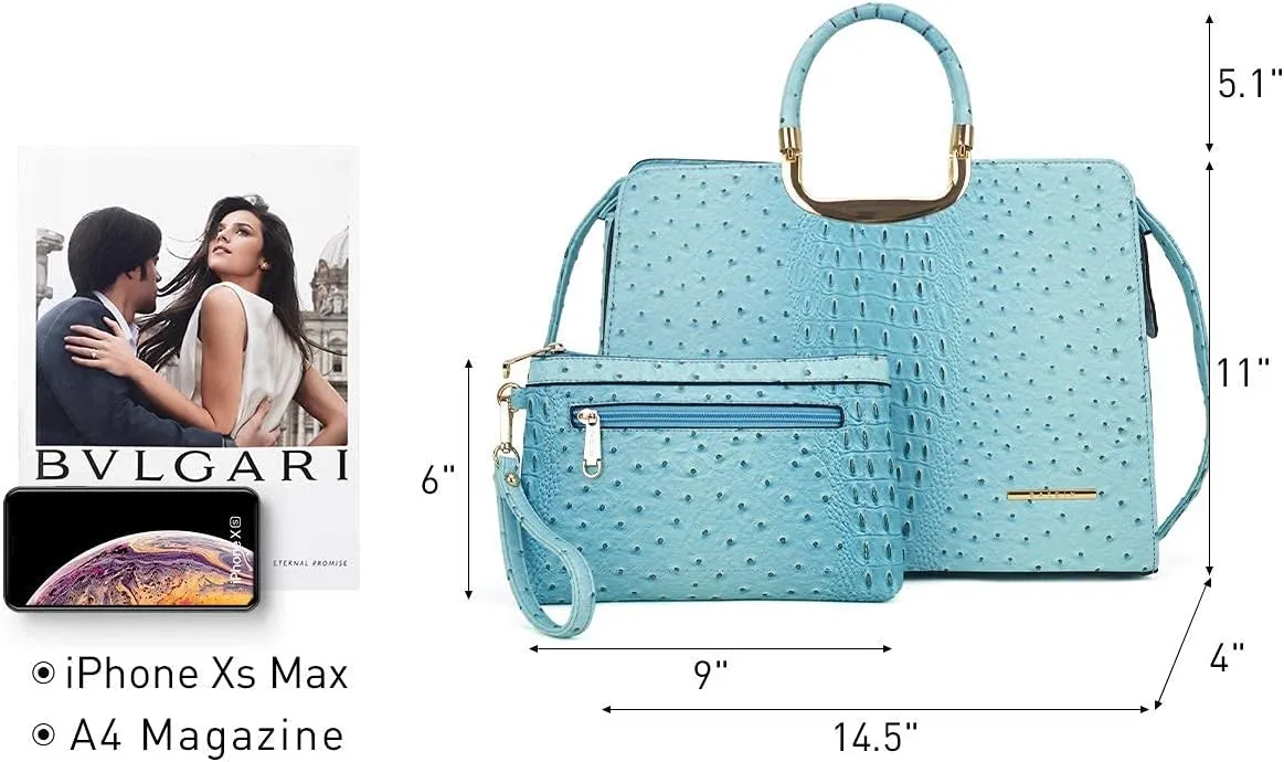 Womens Handbag Top Handle Shoulder Bag Tote Satchel Purse Work Bag with Matching Wallet