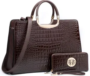 Womens Handbag Top Handle Shoulder Bag Tote Satchel Purse Work Bag with Matching Wallet