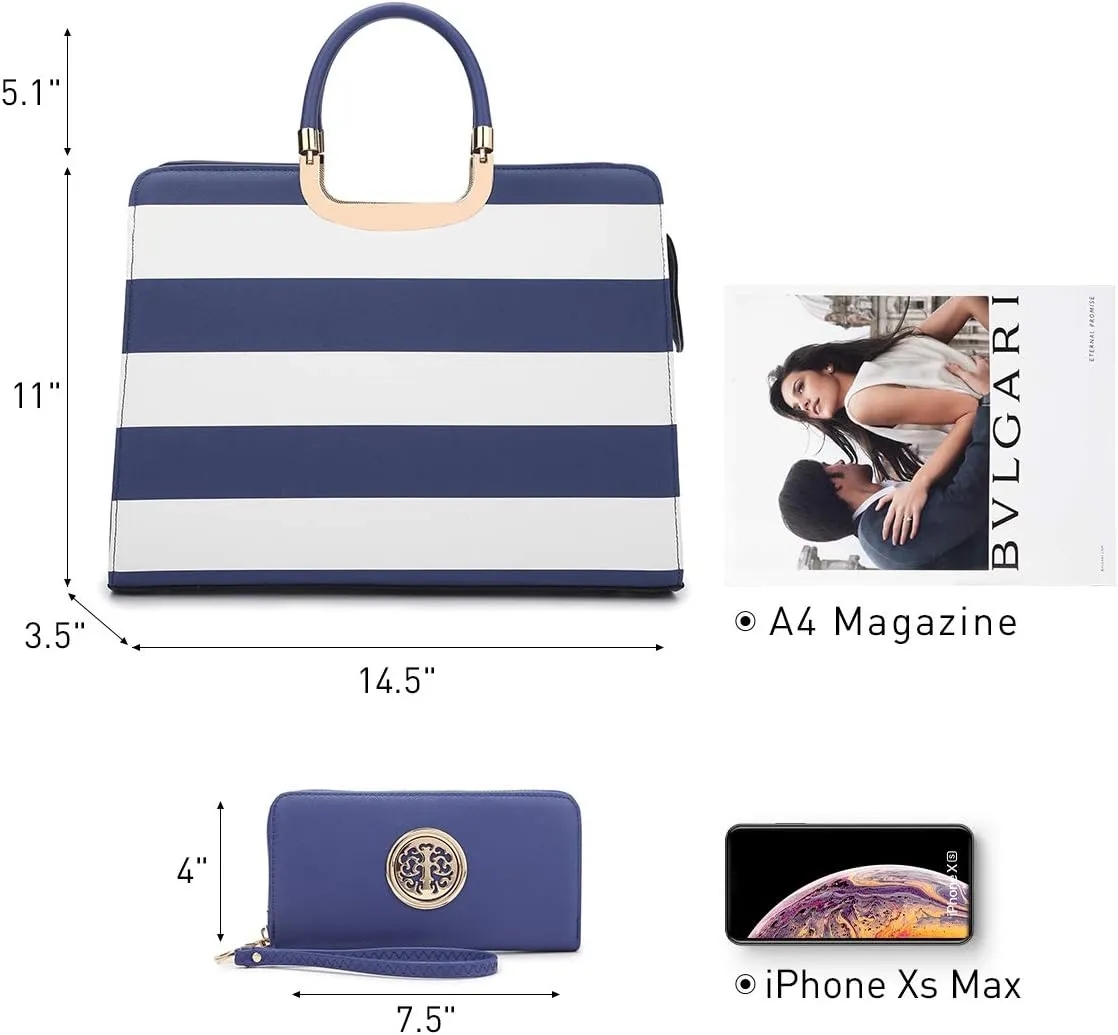 Womens Handbag Top Handle Shoulder Bag Tote Satchel Purse Work Bag with Matching Wallet