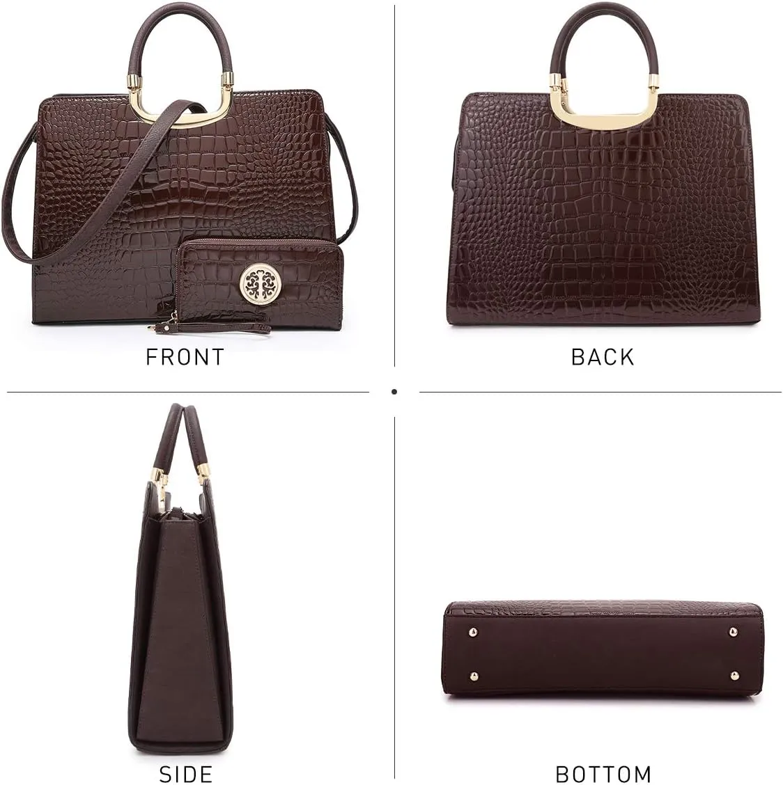 Womens Handbag Top Handle Shoulder Bag Tote Satchel Purse Work Bag with Matching Wallet
