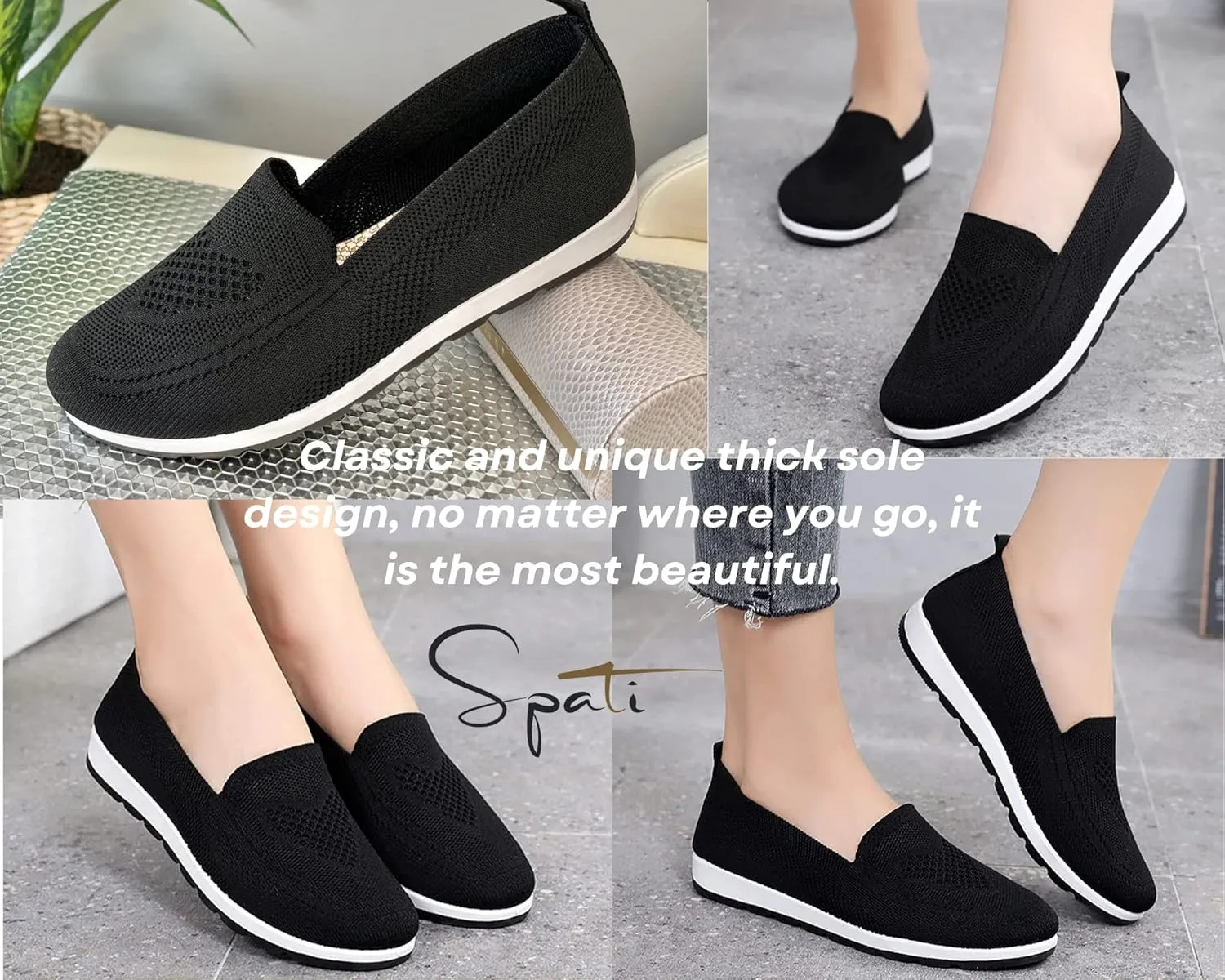 Women's Knitting Flat Shoes Walking Shoes Comfort Loafers Breathable Mesh Female Round Toe Black, Pink, Purple, Red