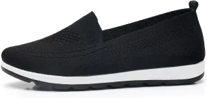 Women's Knitting Flat Shoes Walking Shoes Comfort Loafers Breathable Mesh Female Round Toe Black, Pink, Purple, Red