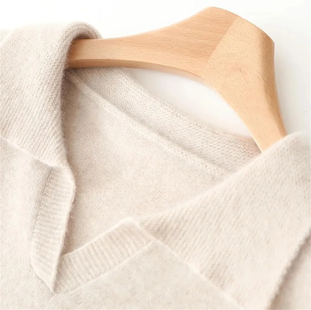 Women’S Lapel Wool Pullover Dress Mid-Calf Straight Knit Sweater Dresses
