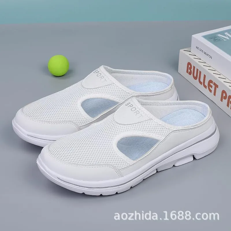 Womens Lightweight Open Back Shoes Comfort Walking Shoes Breathable Slippers Closed Toe Slides