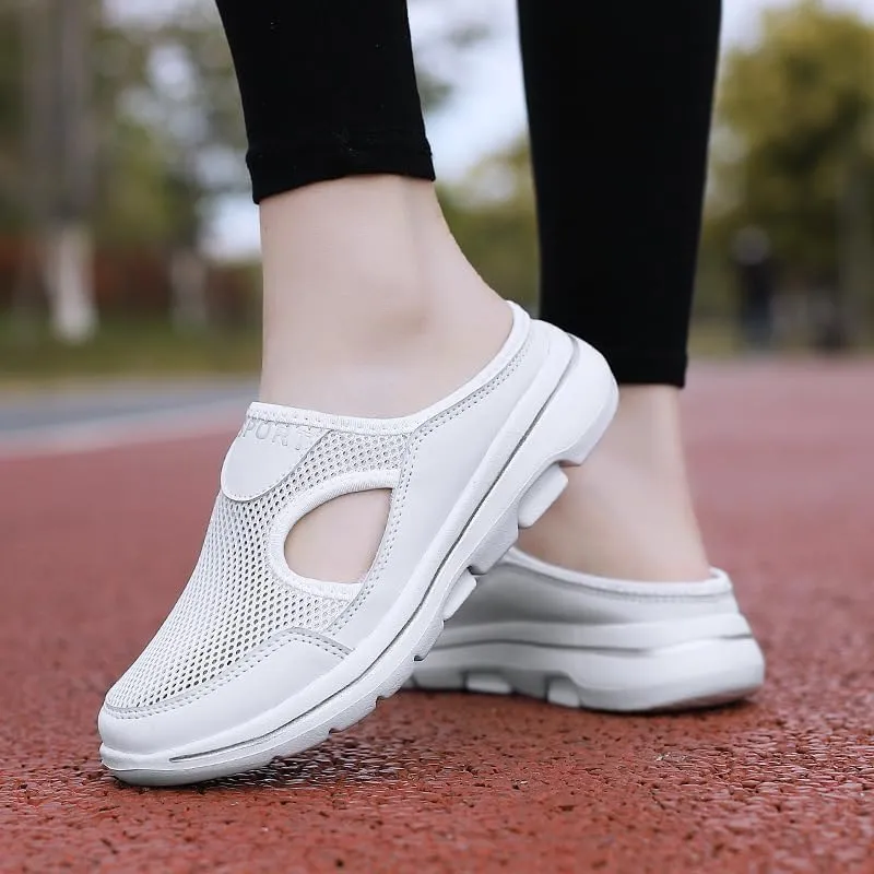 Womens Lightweight Open Back Shoes Comfort Walking Shoes Breathable Slippers Closed Toe Slides