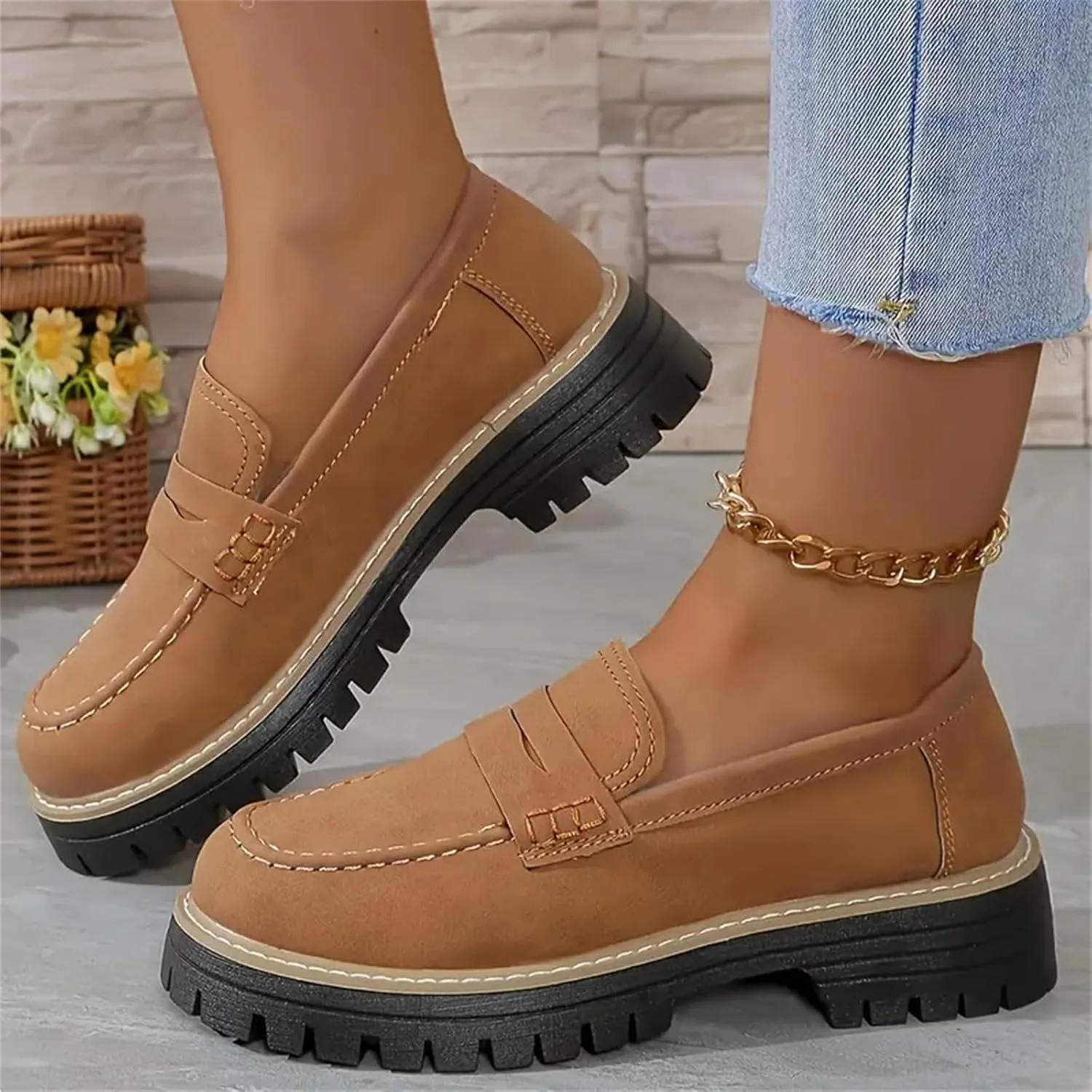 Womens Loafers Shoes Platform Chunky Penny Loafer Comfort Driving Moccasins Casual Slip-Ons Loafer Flats Fashion Business Work Shopping Travel Shoes