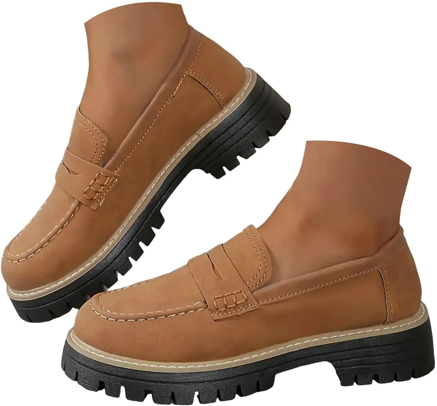 Womens Loafers Shoes Platform Chunky Penny Loafer Comfort Driving Moccasins Casual Slip-Ons Loafer Flats Fashion Business Work Shopping Travel Shoes
