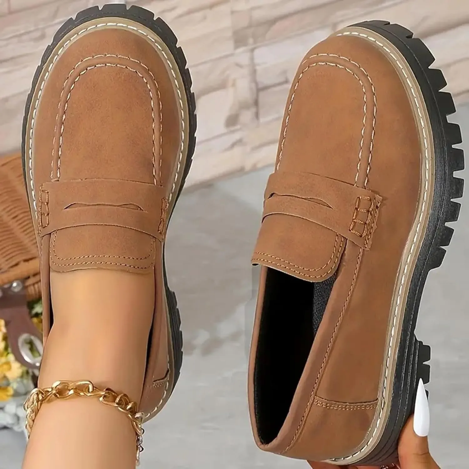 Womens Loafers Shoes Platform Chunky Penny Loafer Comfort Driving Moccasins Casual Slip-Ons Loafer Flats Fashion Business Work Shopping Travel Shoes