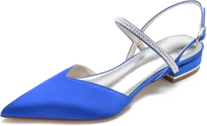 Womens Slingback Flats Shoes for Wedding Bride Comfortable Bridal Shoes,Royal Blue,10