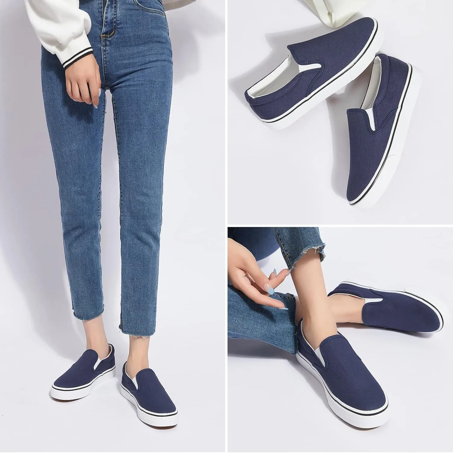 Women's Slip on Shoes Canvas Sneakers Loafers Non Slip Shoes Low Top Casual Shoes