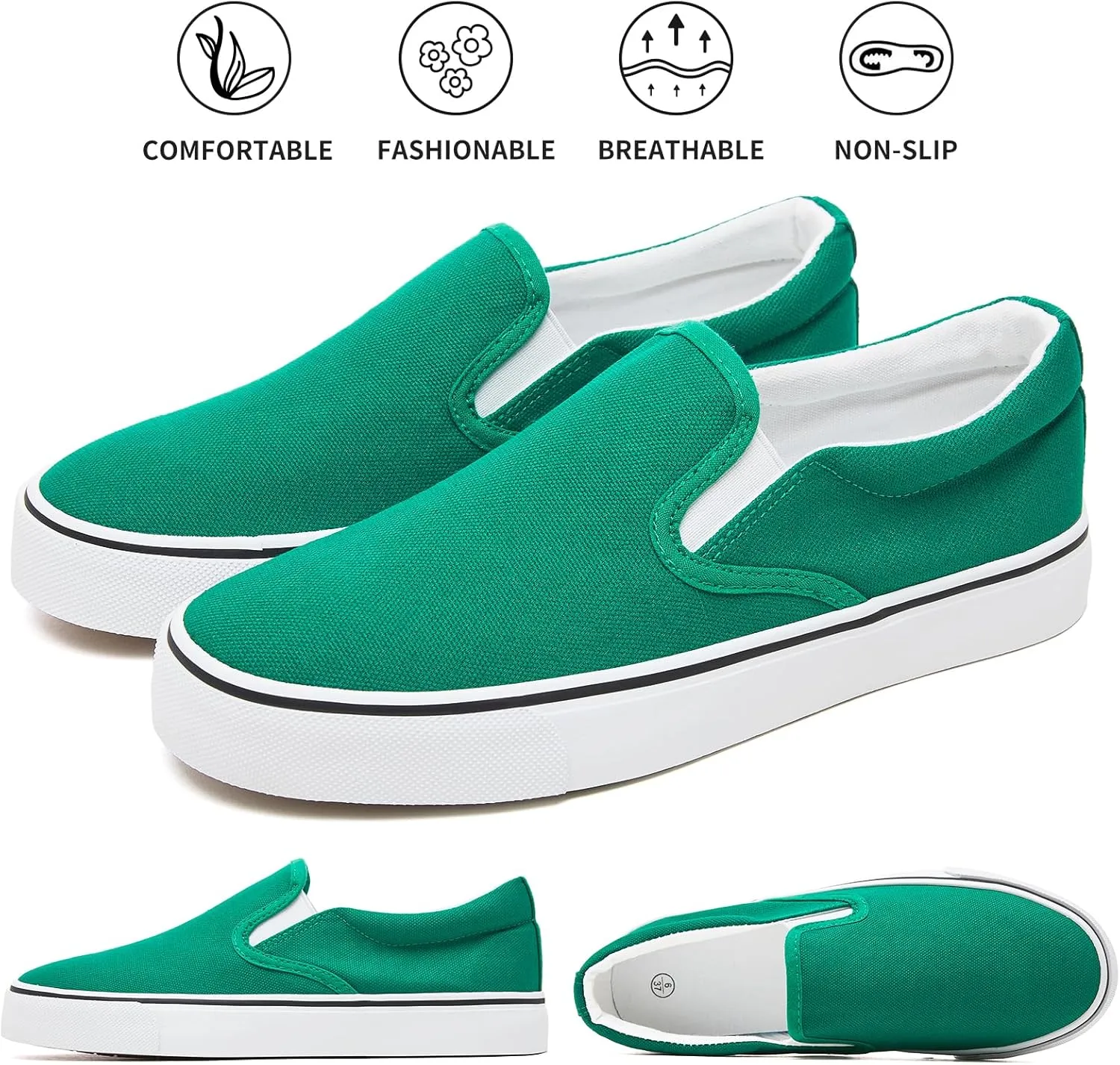 Women's Slip on Shoes Canvas Sneakers Loafers Non Slip Shoes Low Top Casual Shoes