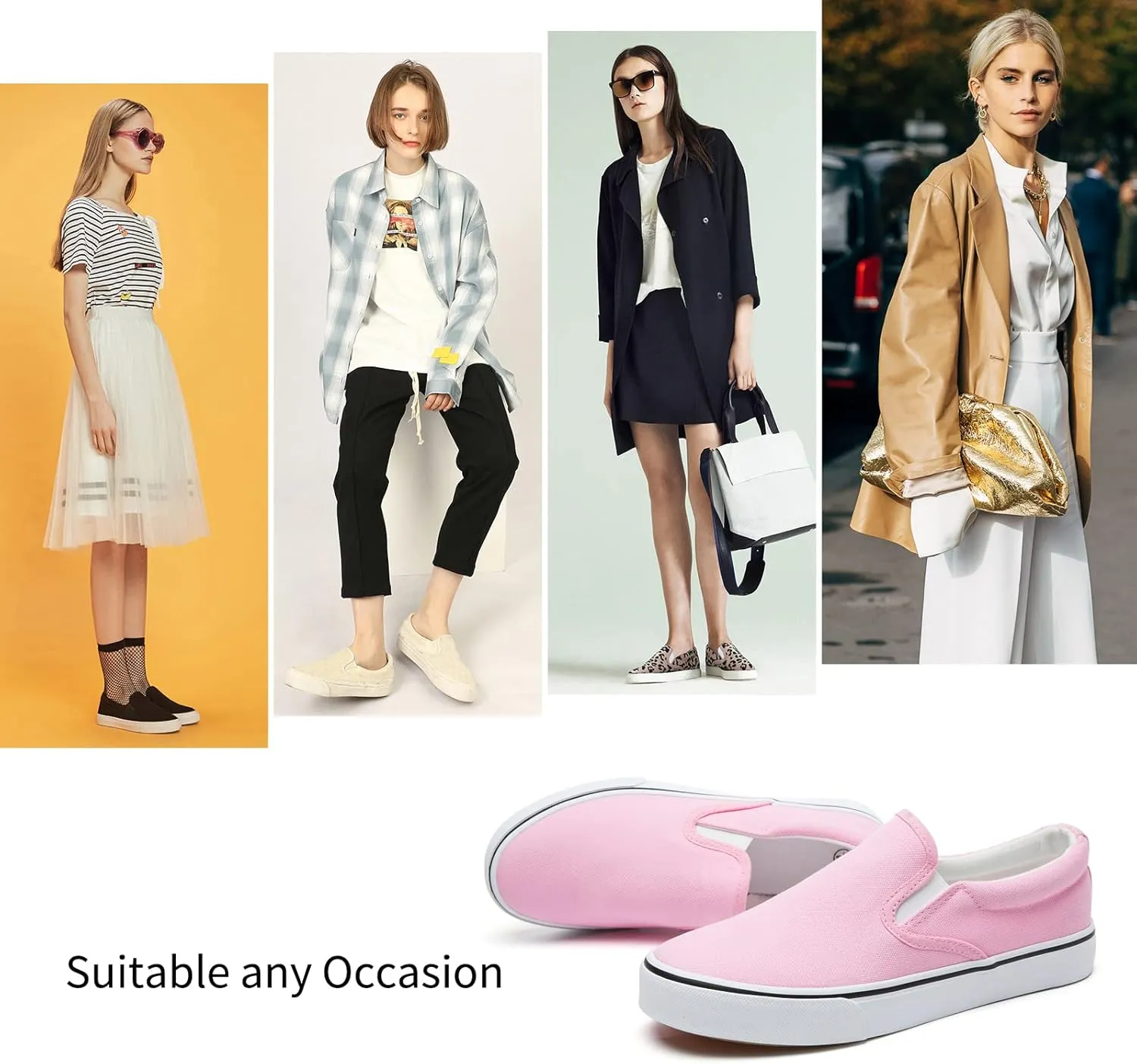 Women's Slip on Shoes Canvas Sneakers Loafers Non Slip Shoes Low Top Casual Shoes