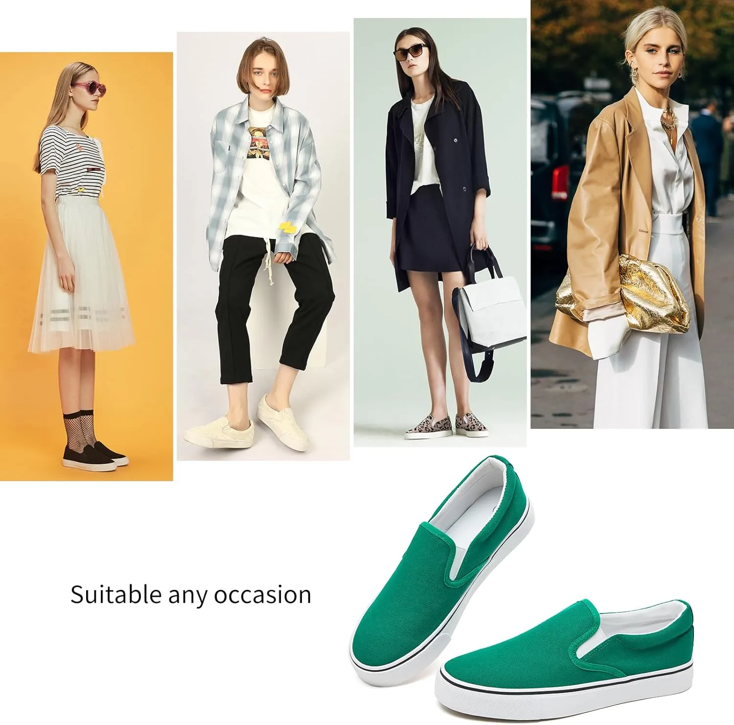 Women's Slip on Shoes Canvas Sneakers Loafers Non Slip Shoes Low Top Casual Shoes