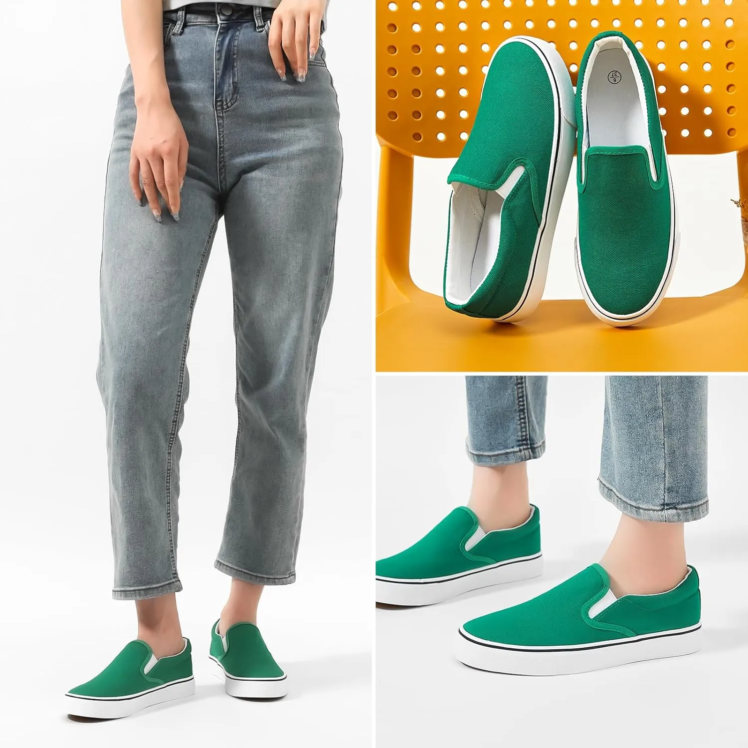 Women's Slip on Shoes Canvas Sneakers Loafers Non Slip Shoes Low Top Casual Shoes